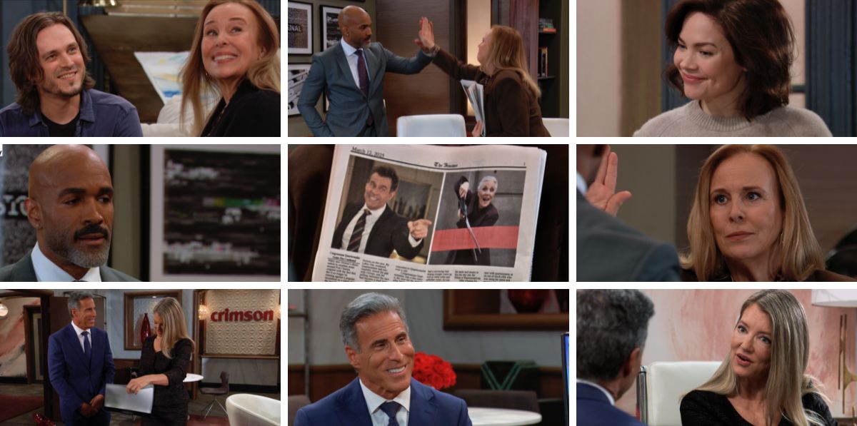 general hospital spoilers promo collage curtis, laura, lucky, liz, nina, golden bachelorette guy gansert.