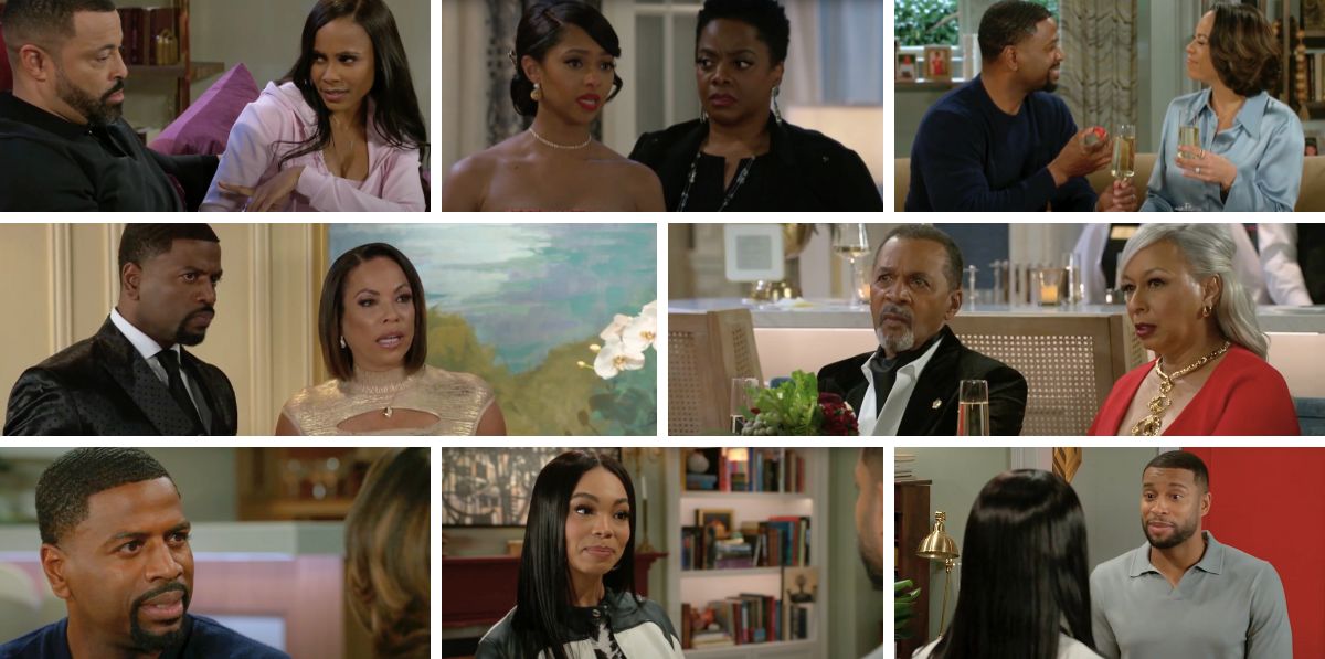 beyond the gates spoilers promo collage of ted, nicole, vernon, anita, bill, hayley, martin, chelsea, kat, mona.