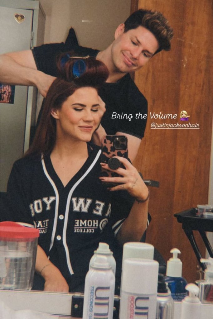 courtney hope in the makeup chair at young and restless.