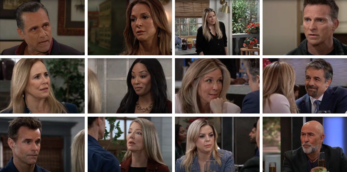 general hospital spoilers collage laura, jordan, sonny, natalia, jason, sasha, jenz, maxie, drew, nina, carly, jack.