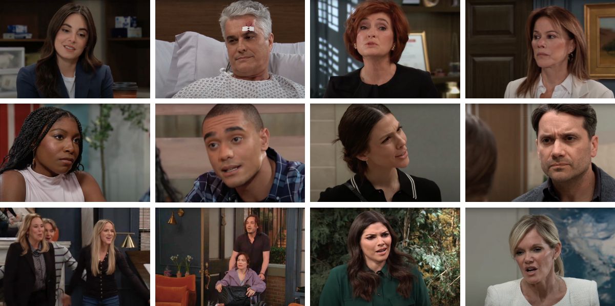 general hospital spoilers collage diane, alexis, dante, kristina, ric, molly, kai, trina, ava, lulu, laura, liz, lucky, aiden.