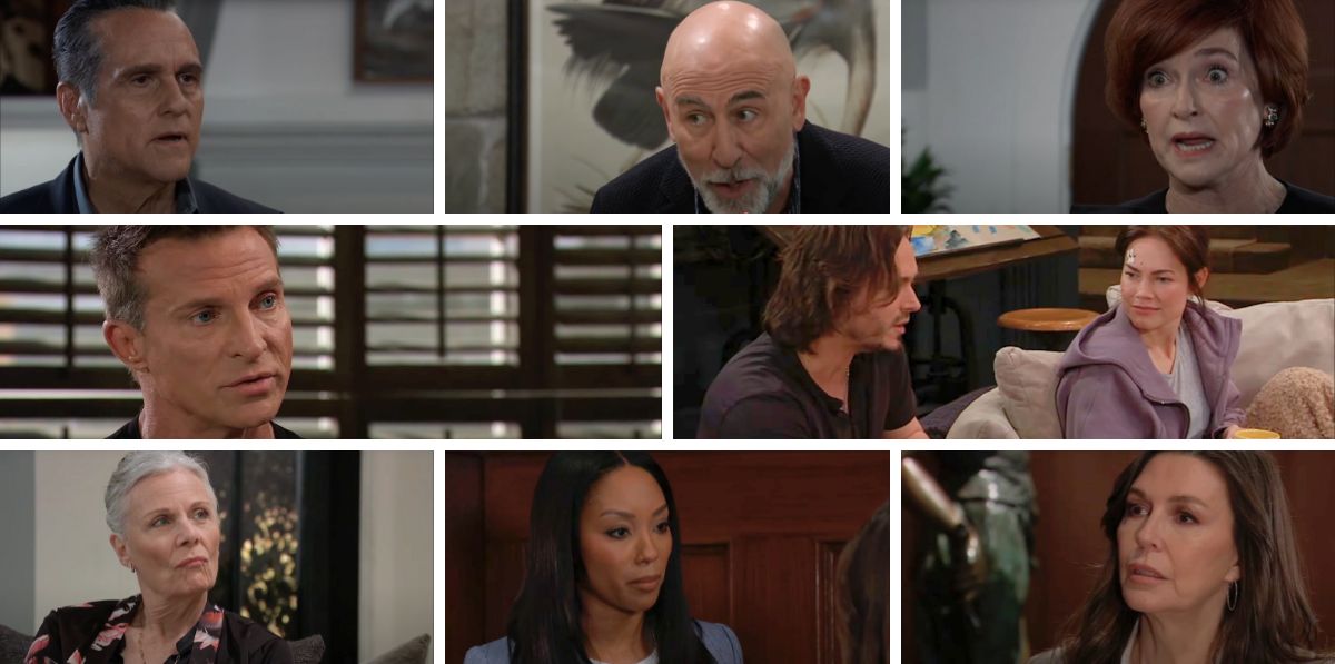 general hospital spoilers collage tracy, jenz, jordan, anna, diane, sonny, jason, lucky, liz.