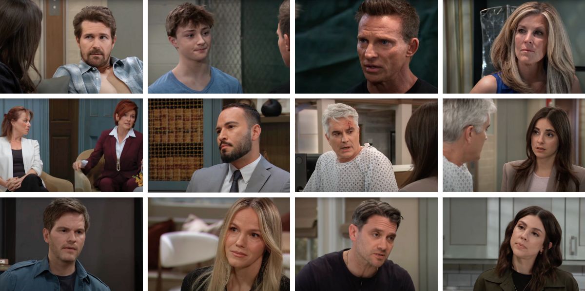 general hospital spoilers collage jason, danny, carly, cody, dante, lulu, lucas, kristina, alexis, diane, marco.