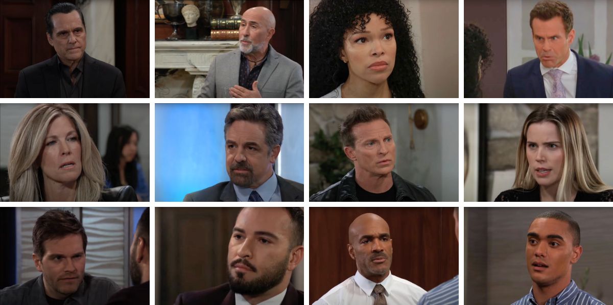 general hospital spoilers collage portia, drew, sonny, jenz, jason, sasha, curtis, kai, carly, jack.