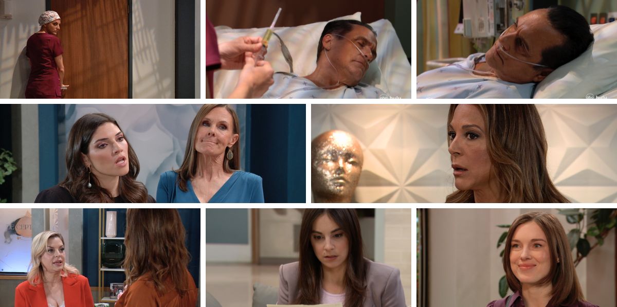 general hospital spoilers promo collage natalia, brook lynn, lucy, maxie, sonny, willow.