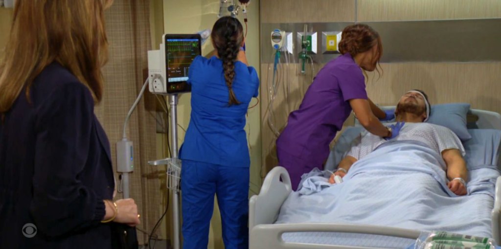 liam in the hospital bed on bold and beautiful.