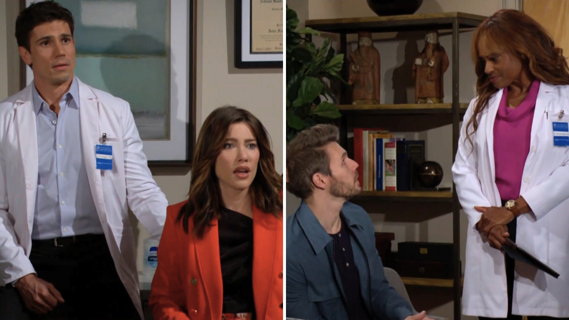 bold and beautiful spoilers promo finn and steffy shocked, liam talking with dr. grace buckingham.