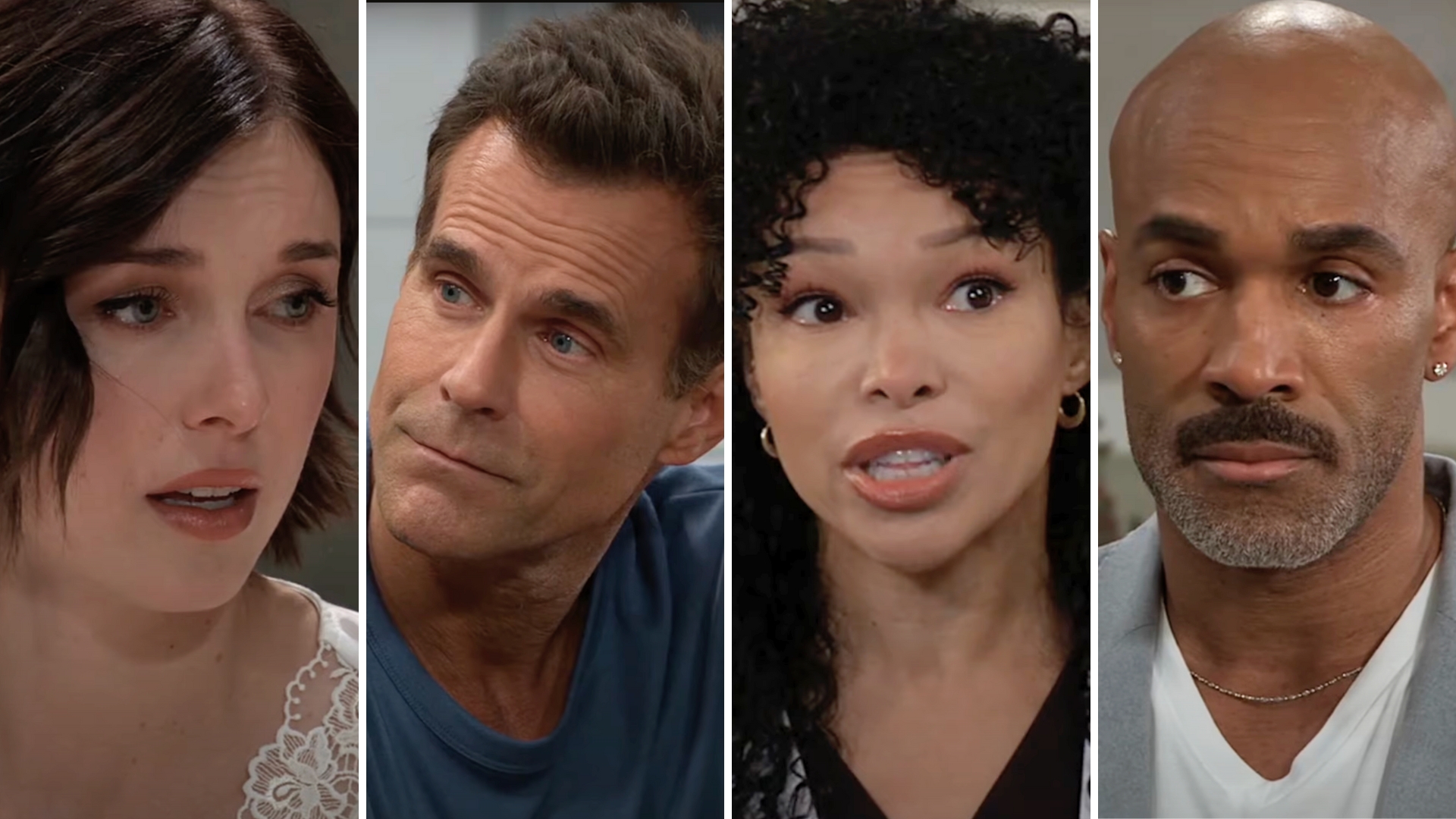 general hospital spoilers shots of willow, drew, portia, and curtis.