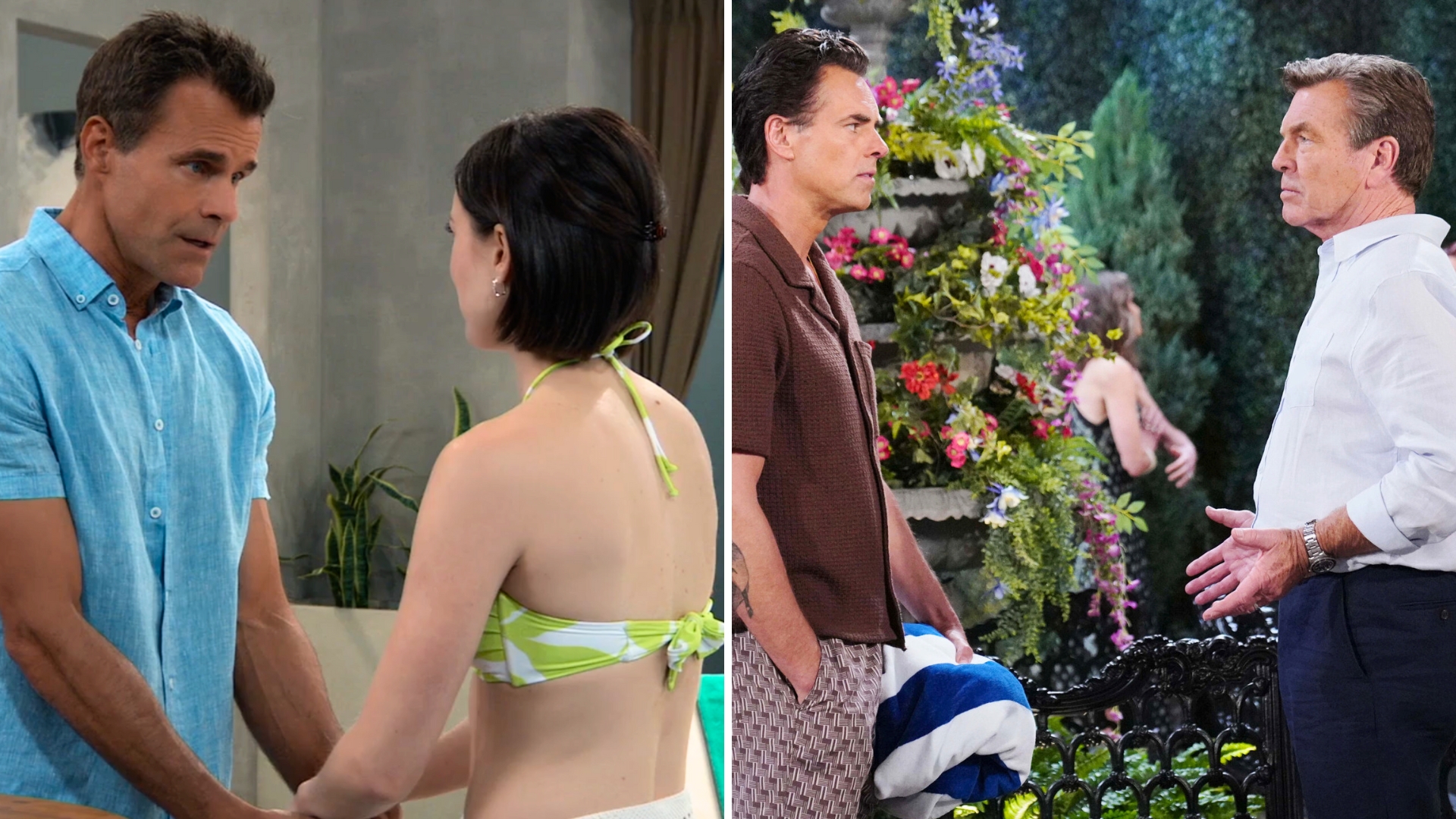 soaps drew talks with willow at the pool on general hospital, billy and jack talk on young and restless.