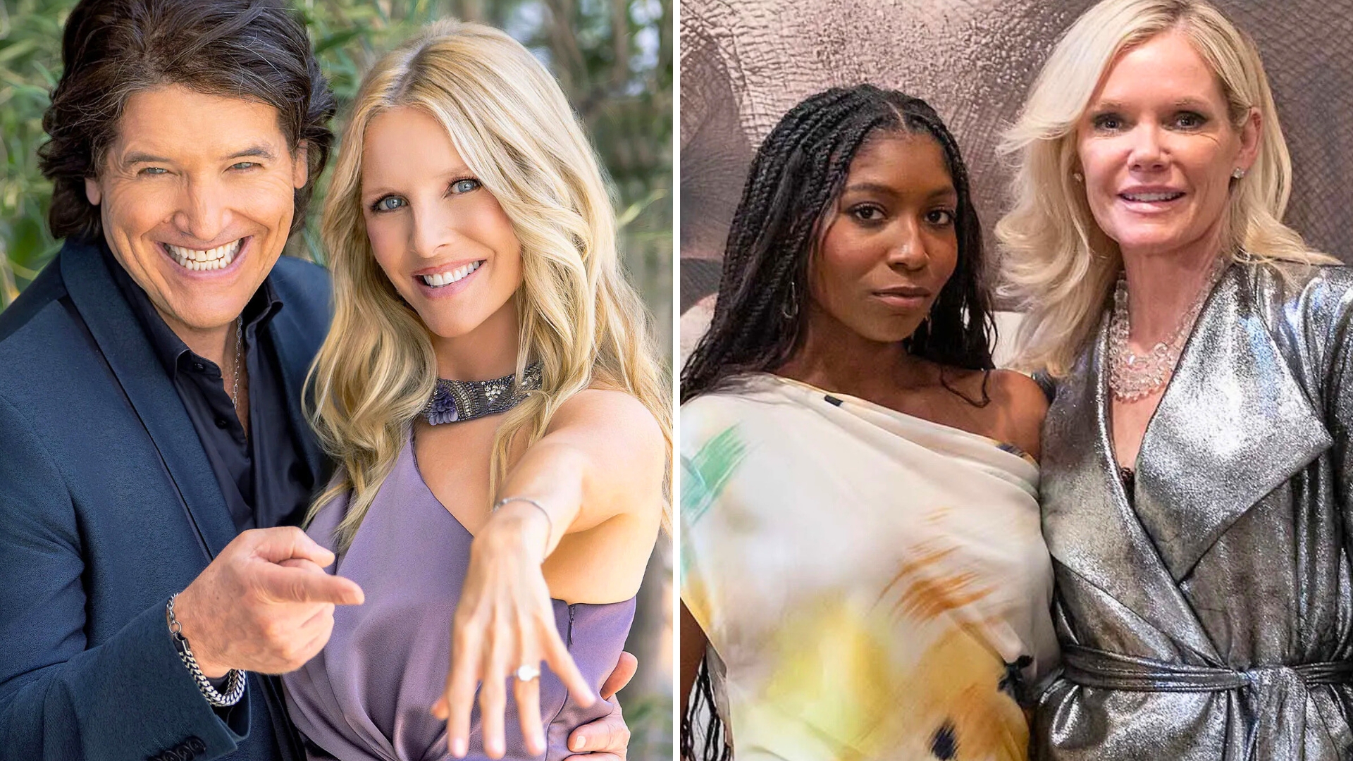 soaps michael damian and lauralee bell showing engagement ring, tabyana ali and maura west.