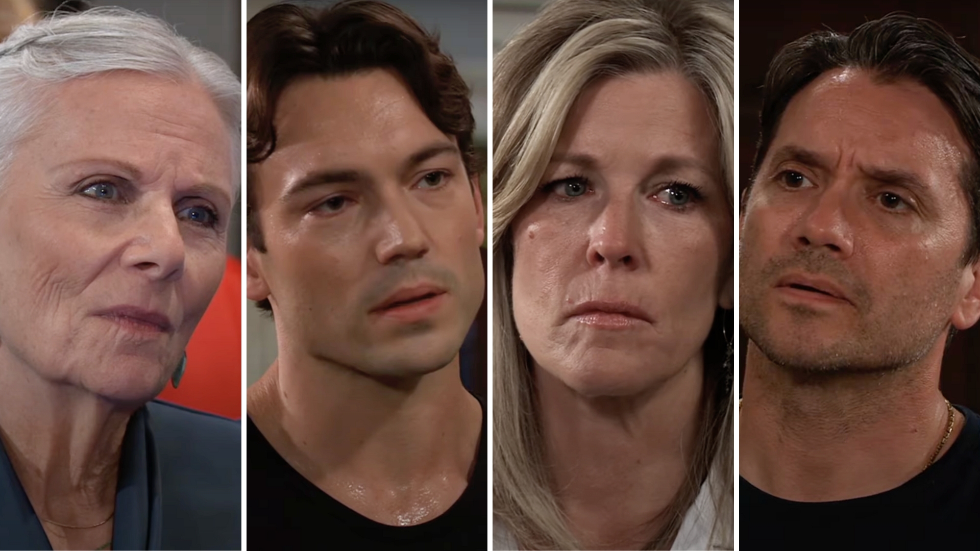 general hospital spoilers shots of tracy, michael, carly and dante.