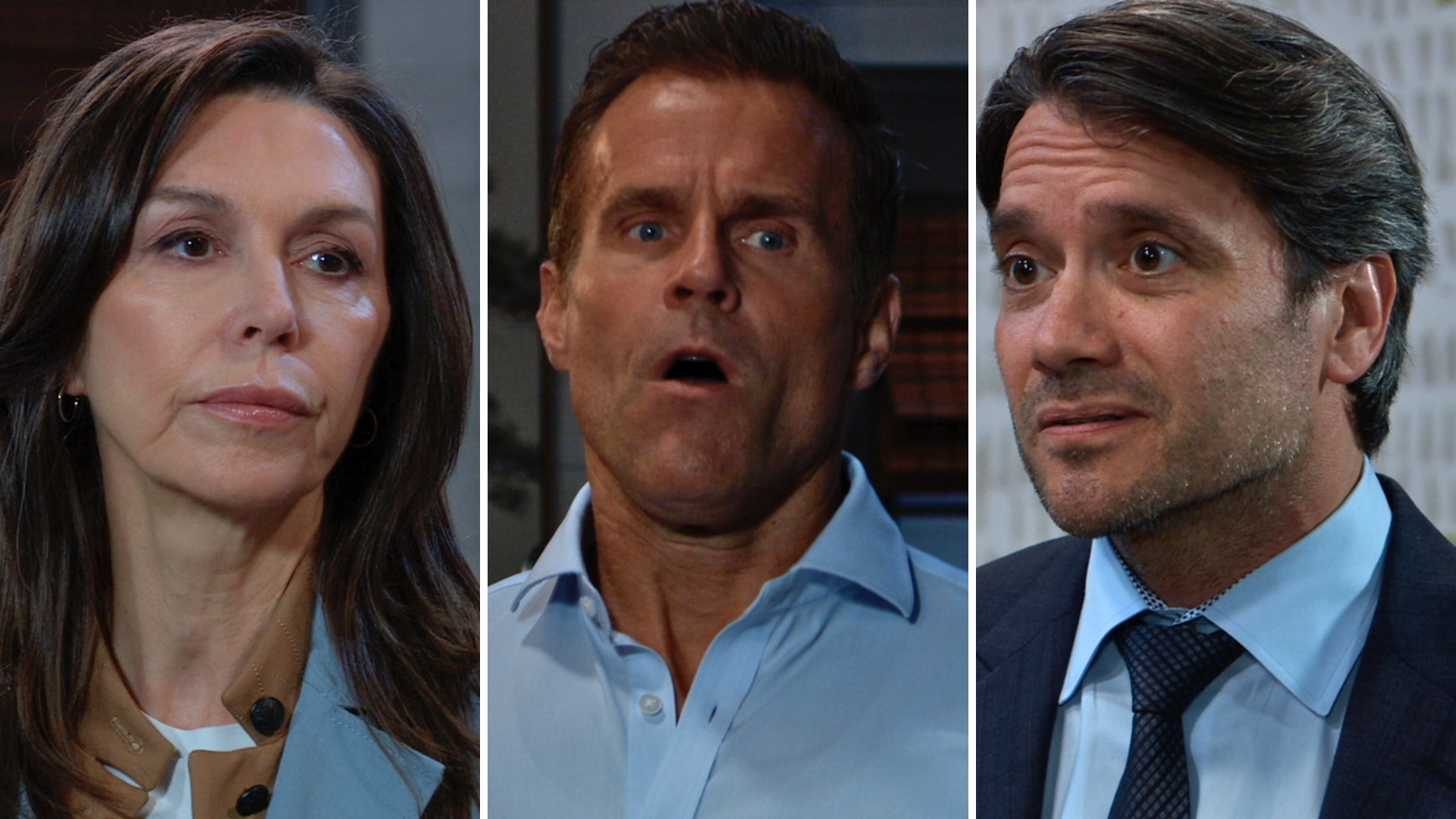 general hospital spoilers promo images of anna, drew and dante.