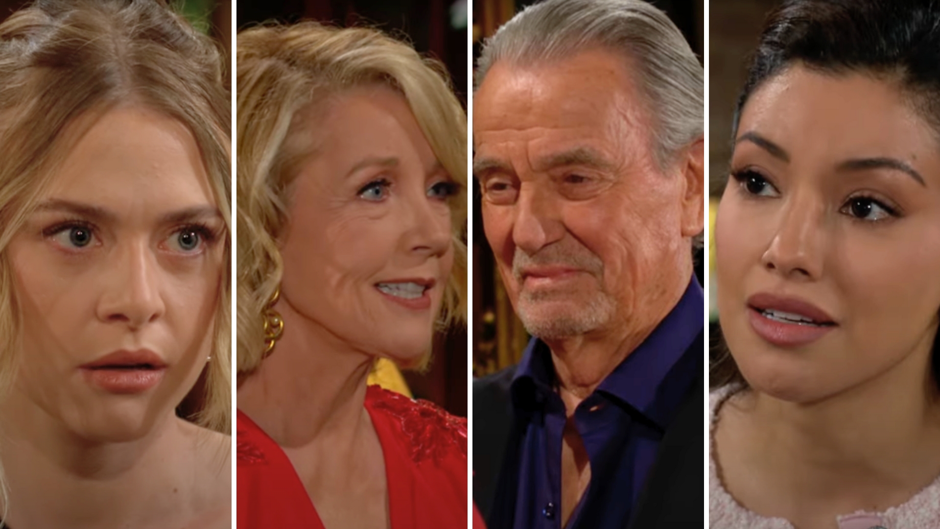 young and restless shots of claire, nikki, victor, and audra.