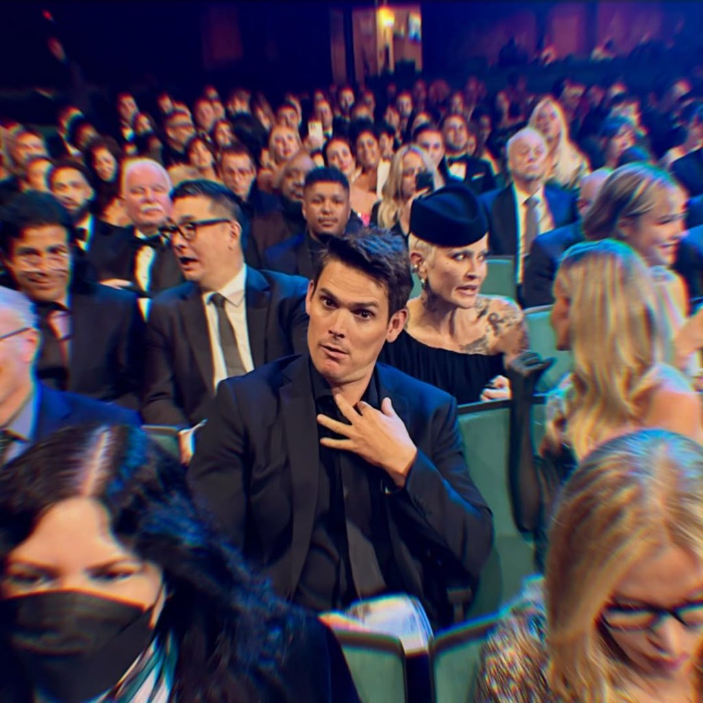 mark grossman, y&r's adam, in the audience at the daytime emmys.