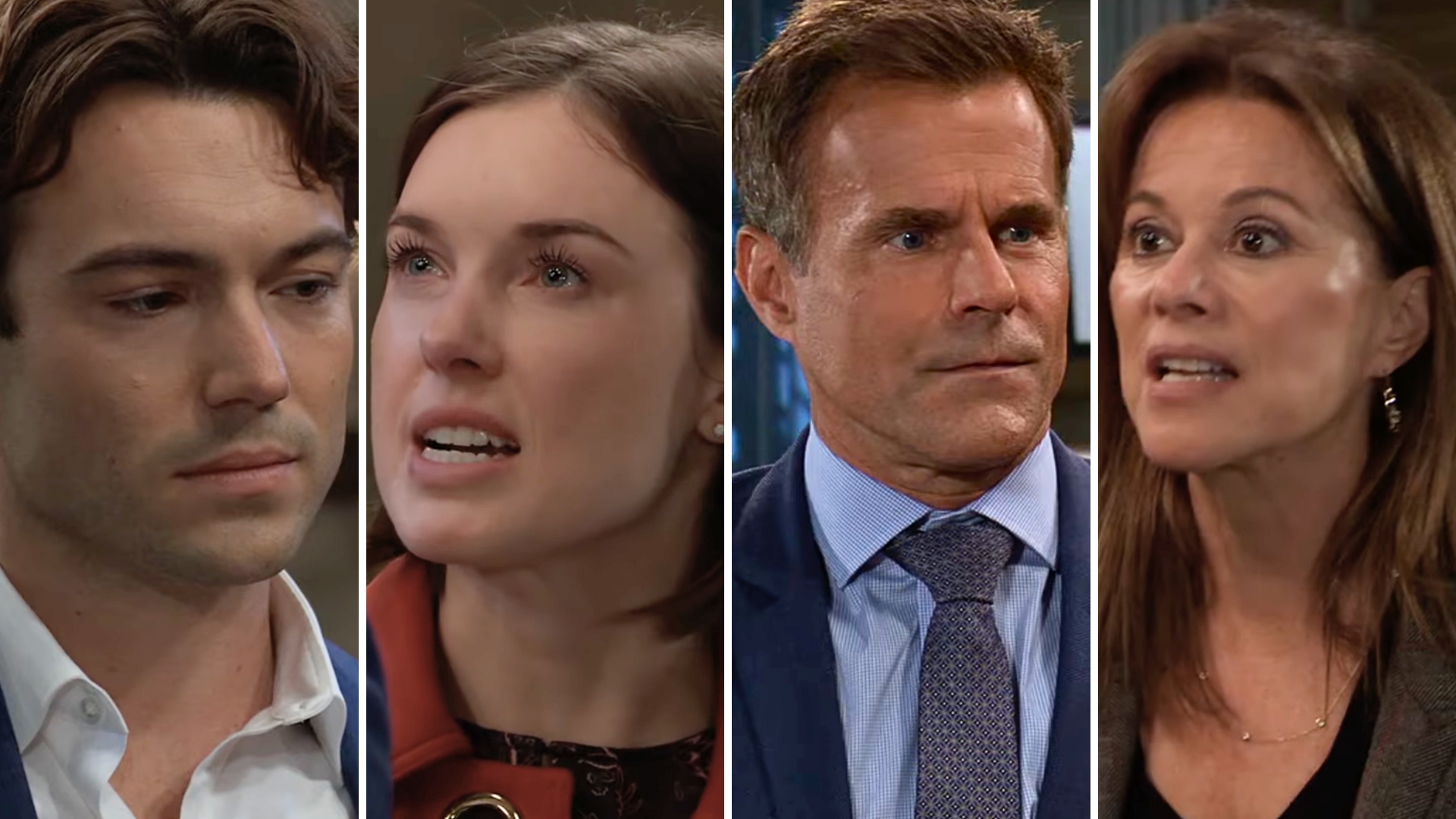 michael, willow, drew and alexis face off on general hospital.