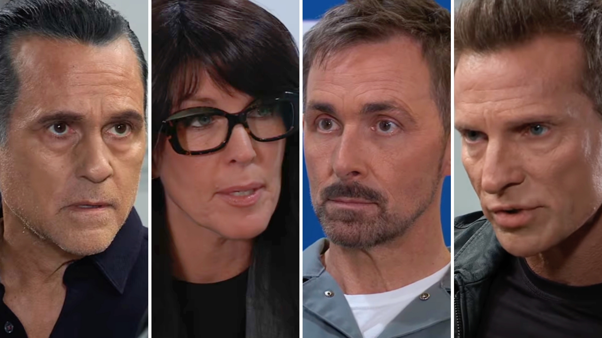 composite shot of sonny, carly, valentin and jason on general hospital.