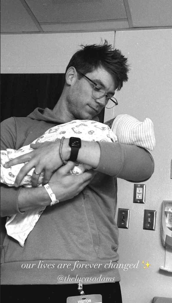 Lucas Adams with newborn son Alonzo