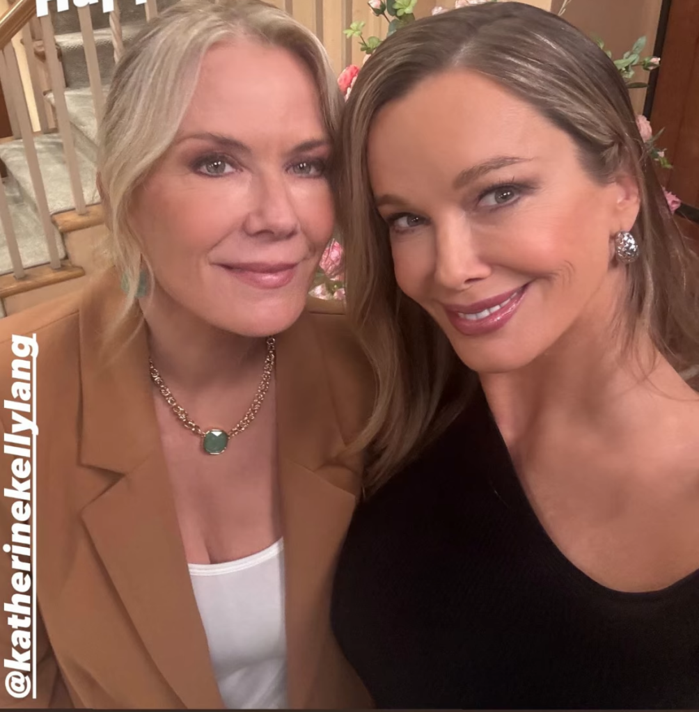 Katherine Kelly Lang and Jennifer Gareis behind the scenes at B&B