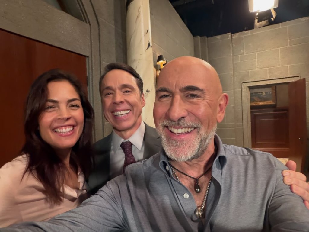 Kelly Thiebaud, Andrew Hawkes, Carlo Rota behind the scenes at GH