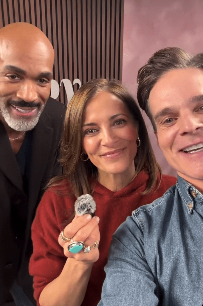 Donnell Turner, Rebecca Budig, Greg Rikaart on the SOAPY set