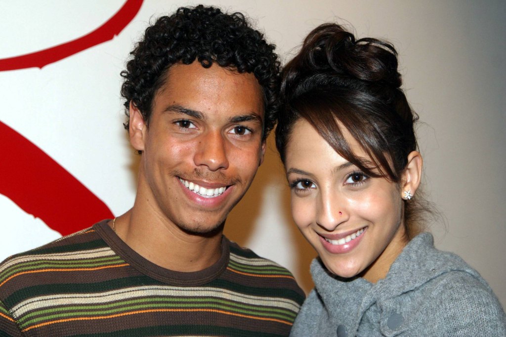 Bryton McClure and Christel Khalil posed on Y&R set in 2004