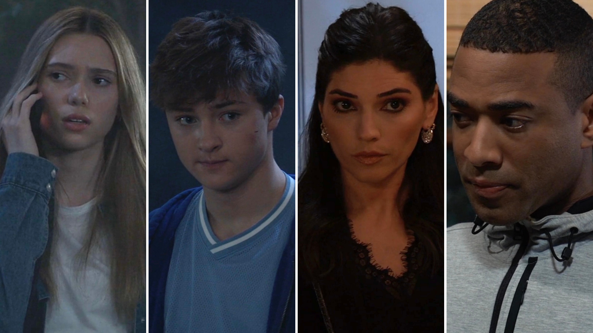 composite of General Hospital's Charlotte, Danny, Brook Lynn and Isaiah