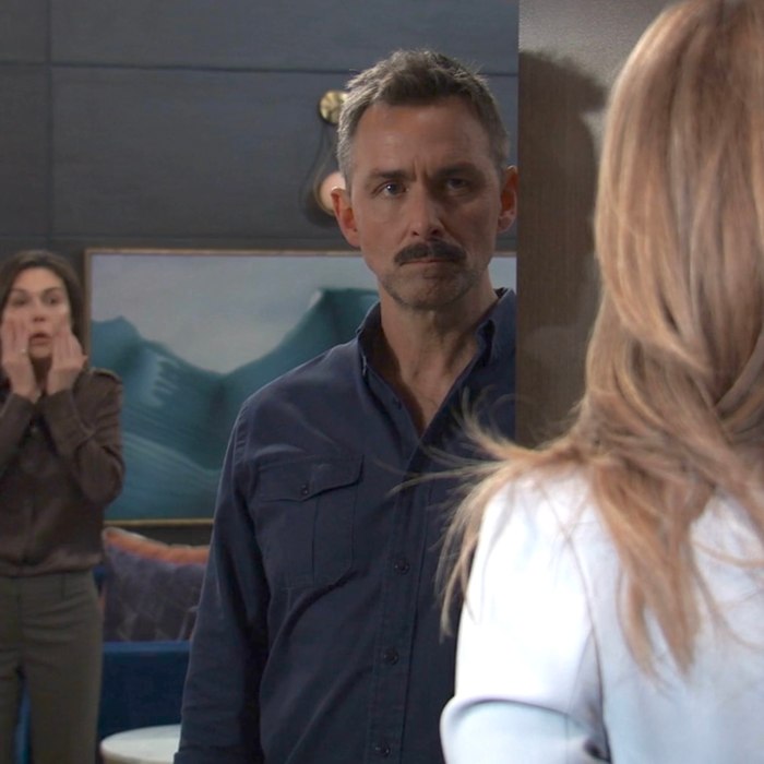 Finola Hughes, James Patrick Stuart and Laura Wright as Anna, Valentin and Carly on General Hospital