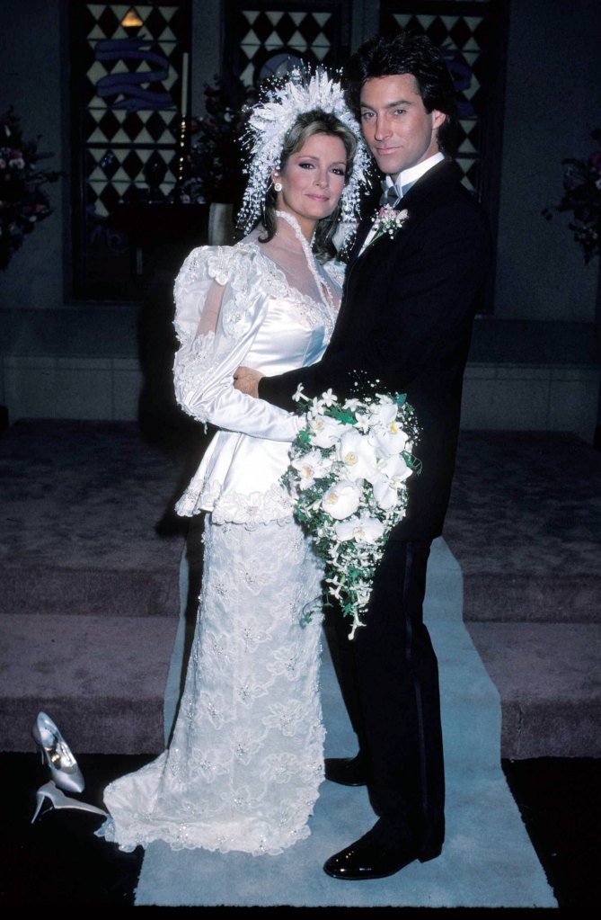 drake hogestyn and deidre hall at roman and marlena's 1986 vow renewal on days of our lives